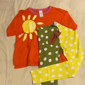 Nordstrom Orange and Green Kids Pajama Set